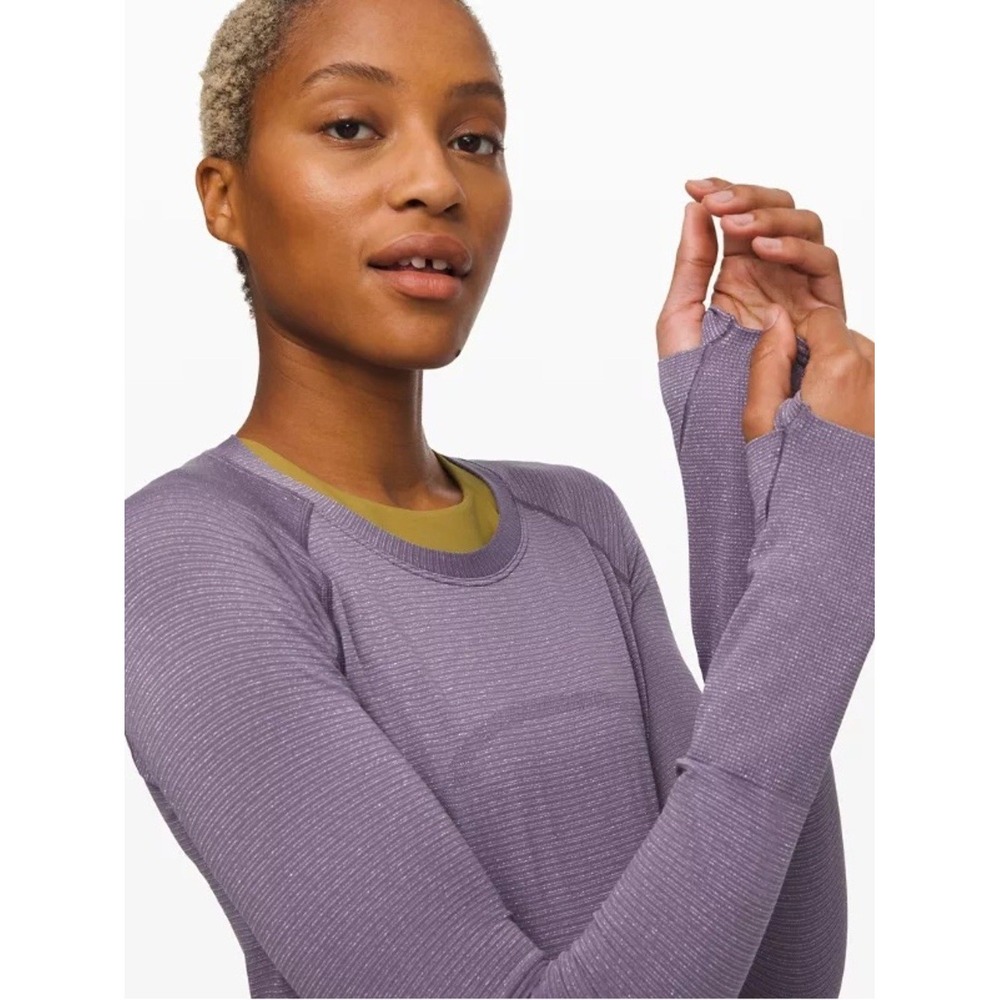 Lululemon Swiftly Tech Long Sleeve Crew Purple Sparkle Athletic Top‎ Size 6